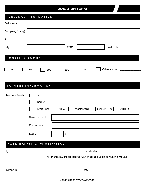 Fundraising Donation Form Template 
